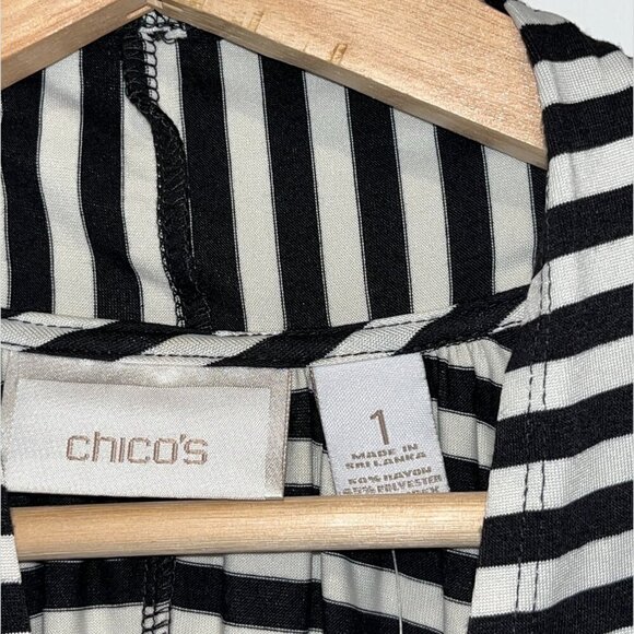 NWTChico's Black & White Striped Sleeveless V-Neck Maxi Dress Women’s Size 1X - Picture 7 of 9